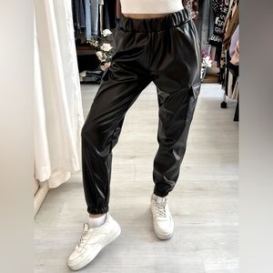 Ci SONO‎ faux leather black cargo joggers size S oversized pants